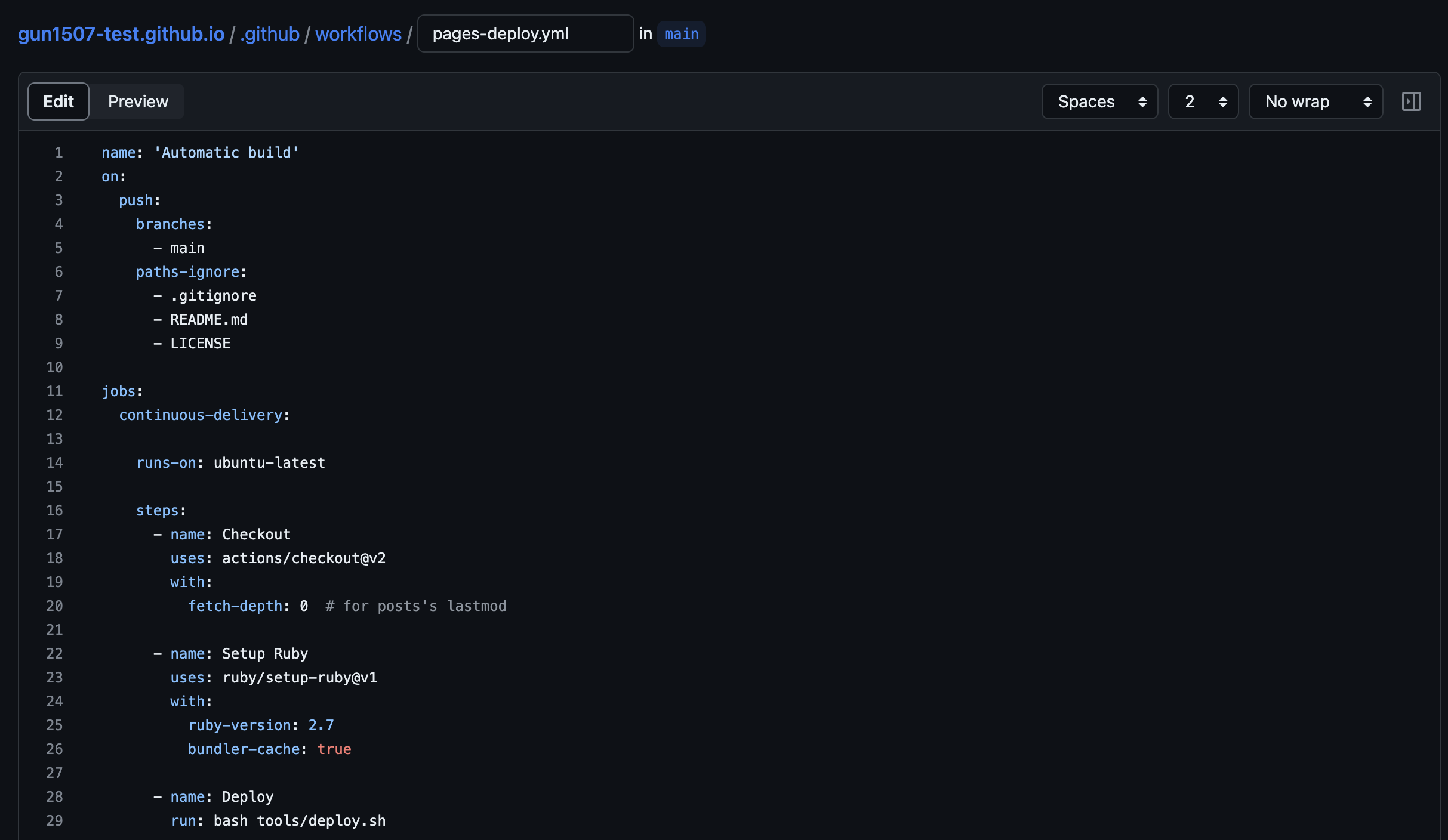 깃헙 워크플로우